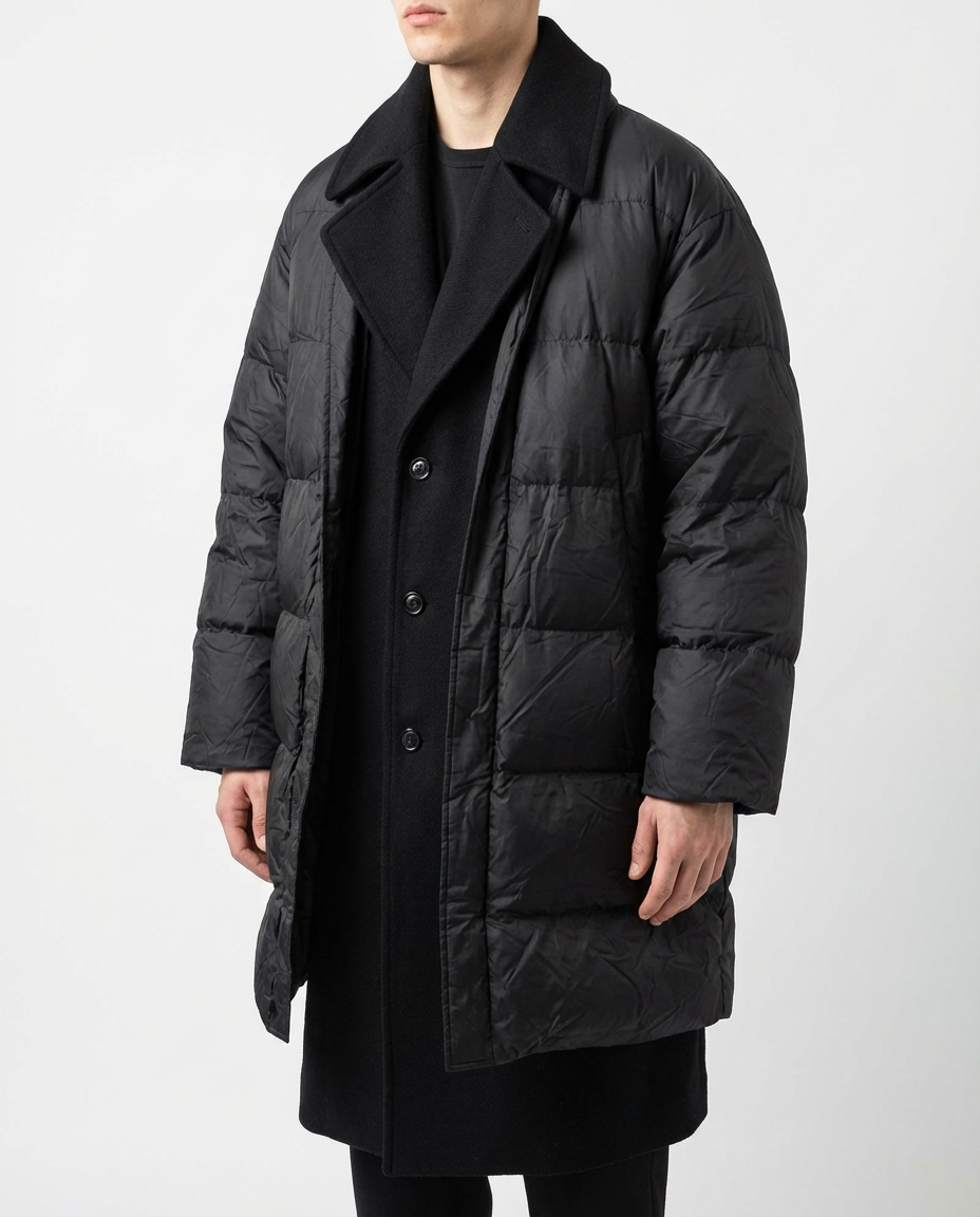 Black Layered Puffer Jacket – Oversized Quilted Winter Coat