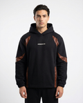 Contrast Panel Hoodie – Black & Brown