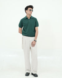 Premium Textured Forest Green Polo T-Shirt – Tailored Fit