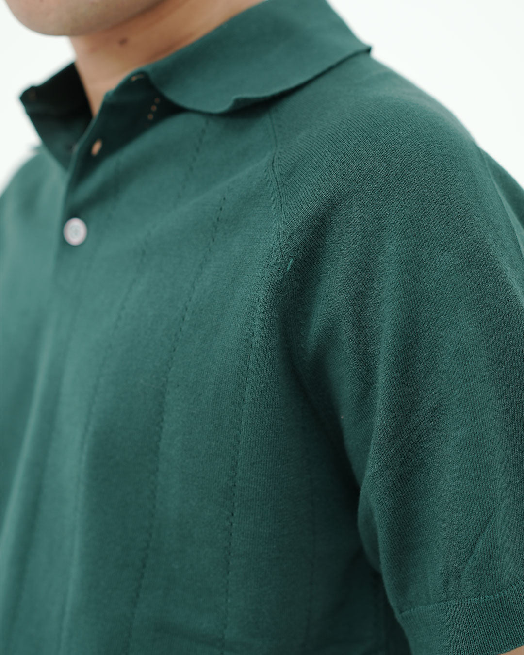 Premium Textured Forest Green Polo T-Shirt – Tailored Fit