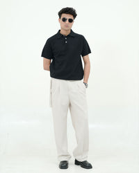 Classic Black Short-Sleeve Polo Shirt – Modern Tailored Fit