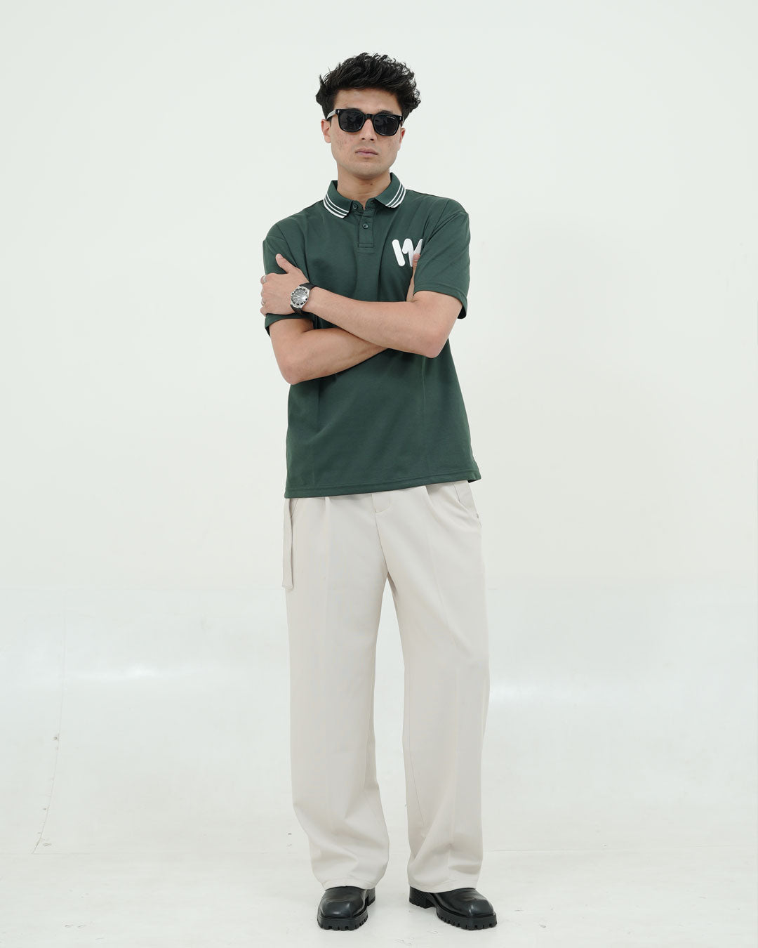 Minimal Logo Polo T-Shirt – Dark Green Classic Fit