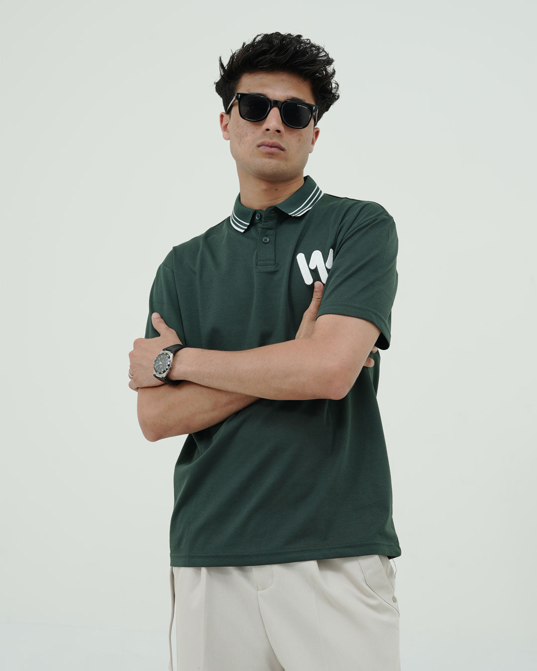 Minimal Logo Polo T-Shirt – Dark Green Classic Fit