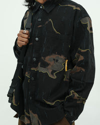 Black Abstract Printed Oversized Shirt